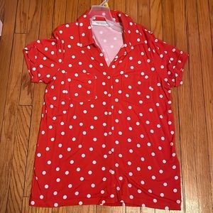 Women’s small red polka dot blouse